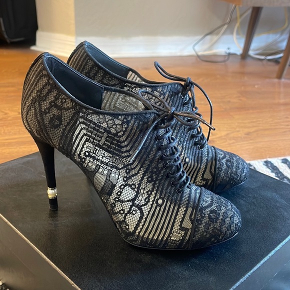 CHANEL LACE UP MESH BOOTIE - Picture 1 of 5
